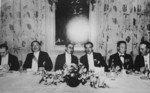 UK Prime Minister Neville Chamberlain, Chinese Finance Minister Kong Xiangxi, Chinese Ambassador to UK Guo Taiqi, UK Foreign Secretary Anthony Eden, Chinese Admiral Chen Shaokuan, and former UK Ambassador to China Alexander Cadogan, London, UK, May 1937