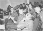 Horst Böhme, Reinhard Heydrich, and Karl von Eberstein at an opera house in Prague, Czechoslovakia, 1939-1941