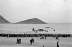 He 111 aircraft on the beach of La Concha, San Sebastián, Spain, 7 May 1945; this aircraft had brought Léon Degrelle from Norway