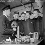 Chinese junior officers receiving instructions at the Chatham Gunnery School, England, United Kingdom, Aug 1945, photo 05 of 16