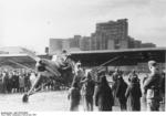 Storch aircraft at Dzerzhinsky Square (now Freedom Square), Kharkov, Ukraine, Nov 1941