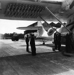 PBY-5A Catalina of Patrol Squadron VP-63 at Pembroke Dock, South Wales, United Kingdom, late 1943. Note backward firing anti-submarine rockets, part of their new Magnetic Anomaly Detection warfare.