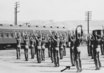 Men of US 5332nd Brigade (Provisional), possibly at a train station near Camp Carson, Colorado, United States, 1943