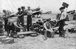 Rockets being prepared for Typhoon fighters, RAF Newchurch, southern England, United Kingdom, 1943-1944