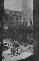 Japanese internees drying laundry in the courtyard of the former Taihoku General Government Building, Taipei, Taiwan, Republic of China, 1946