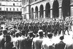 German troops marching in Paris, France, circa 1940.