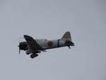 D3A1 replica dive bomber in flight, Reading Regional Airport, Pennsylvania, United States, 3 Jun 2018