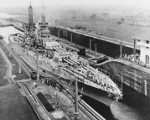 USS New Mexico in the middle west chamber of Gatun Lock, Panama Canal, 25 Jul 1919