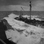 USS New Jersey being refueled in rough post-storm condition, date unknown, photo 2 of 3