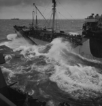 USS New Jersey being refueled in rough post-storm condition, date unknown, photo 3 of 3