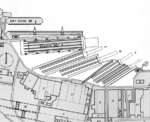 Plan of Deschimag indicating that each of the building ways could be a double slip as needed, Bremen, Germany, 1941