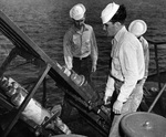 Sailors with a loaded Mousetrap rocket array, probably fall of 1942 at Key West, Florida, United States.