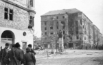 ISU-152 self-propelled gun at the intersection of Üllői Street and József Boulevard, Budapest, Hungary, 30 Oct 1956, photo 3 of 4