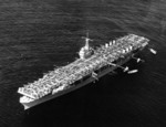 USS Ranger at anchor off Honolulu, Hawaii, 8 Apr 1938.