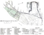 Shipyard plan of Germaniawerft yard in Kiel, Germany, circa 1900; green areas represented the existing shipyard, while unshaded areas to the south (right) represented the expansion area