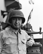 Captain J.J. Clark aboard the USS Yorktown (Essex-class), late 1943.