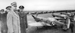 General Victor Denain, General Wladyslaw Sikorski, and General Józef Zajac at the Polish Air Force training center at Bron, France, 27 Mar 1940; note MS 406 fighters