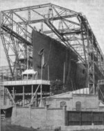 A ship under construction at AG Vulcan Stettin shipyard, Germany, circa 1920s