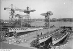 Launching ceremony of torpedo boats Tiger, Luchs, Jaguar, and Leopard at the Reichsmarinewerft facility in Wilhelmshaven, Germany, 15 Mar 1928