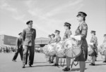 Air Marshal Arthur Coningham inspecting the WAAF Central Voluntary Band at B-160 Kastrup Advanced Landing Ground (Copenhagen Airport), Denmark, post war