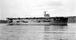 Auxiliary Aircraft Carrier USS Bogue in Measure 21 paint scheme underway in Puget Sound, Washington, United States, 27 Oct 1942.