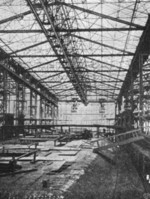 Battleship Hessen under construction in slip III of Friedrich Krupp Germaniawerft, Kiel, Germany, 1903, photo 1 of 2