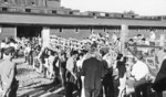 Japanese internees arriving at the Portland Assembly Center, Oregon, United States, 1942