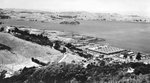 Marinship yard under construction three months after its contract was awarded to Bechtel Corp., 28 Jun 1942, Sausalito, California, United States. The first keel had been laid one day earlier.