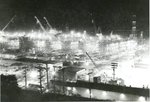 Night shift at the Marinship yard, Sausalito, California, United States, circa 1944.