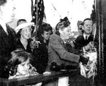 The Escambia-class fleet oiler Tamalpais being christened during Flagship Day at Marinship, Sausalito, California, United States, 29 Oct 1944.