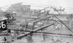 USS S-36, USS S-39, USS S-37, and USS S-41 moored alongside of USS Canopus, Qingdao, Shandong Province, China, circa 1930; note Chinese civilians mingling with US sailors