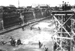 Construction of the dry docks at the Seebeckwerft shipyard, Bremerhaven, Germany, 1908