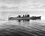 Cruiser USS Honolulu exercising in Hawaiian waters, 5 Nov 1941. Note her dark blue Measure 1 paint in anticipation of war. This paint led to the ship’s nickname “Blue Goose” that stuck with her throughout her career.