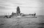 Battleship Nagato at Yokosuka, Japan, late 1945, photo 1 of 2