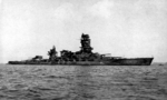 Nagato at anchor, Yokosuka, Japan, circa late Sep 1945