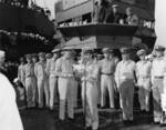 Lieutenant Commander Harold Ellison during the recommissioning ceremony of USS DD-224, near Kure, Japan, 29 Oct 1945