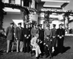 Franklin Roosevelt and Winston Churchill at Casablanca Conference, French Morocco 22 Jan 1943; rear row left to right: Brehon Somervell, Henry Arnold, Ernest King, George Marshall, Dudley Pound, Charles Portal, Alan Brooke, John Dill, Louis Mountbatten