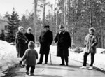 Ivan Konev (second from right), his wife Antonina Vasilyevna (far left), his daughter Natalia (far right), his granddaughter Darya (back facing camera) and other family members in the Moscow region, Russia, circa 1960