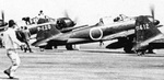 A6M Zero fighters of Japanese Navy Genzan Air Group at Genzan (now Wonsan), Korea, 1940-1941