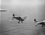 Albacore aircraft of No. 820 Squadron FAA in flight, 1940s