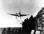 A VT-51 TBM-1C Avenger took off from San Jacinto to attack Guam, 28 Jun 1944