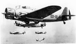 Ba.65 Nibbio aircraft in flight near Rome, Italy, circa late 1930s