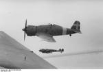 Italian G.50 Freccia fighter and German Bf 110 fighter of Zerstörergeschwader 26 in flight, North Africa, 1941