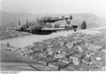 Bf 110 aircraft in flight over Budapest, Hungary, early 1944