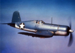 F4U-1 Corsair fighter in flight, circa 1942