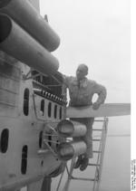 German mechanic inspecting the Do X aircraft, Amsterdam, the Netherlands, Nov 1930