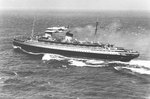 Two B-17A bombers flying past Italian ocean liner Rex, Mar 1937