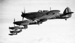 Six British Royal Navy Fleet Air Arm Sea Hurricane aircraft operating from RNAS Yeovilton (HMS Heron), Somerset, England, United Kingdom, 9 Dec 1941