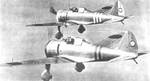 Two Ki-27 aircraft in flight, circa 1930s