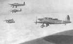 A group of Ki-32 aircraft in flight, circa 1930s